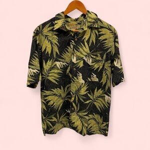 Caribbean pineapple silk blend tropical hawaiian pool beach bbq summer shirt
